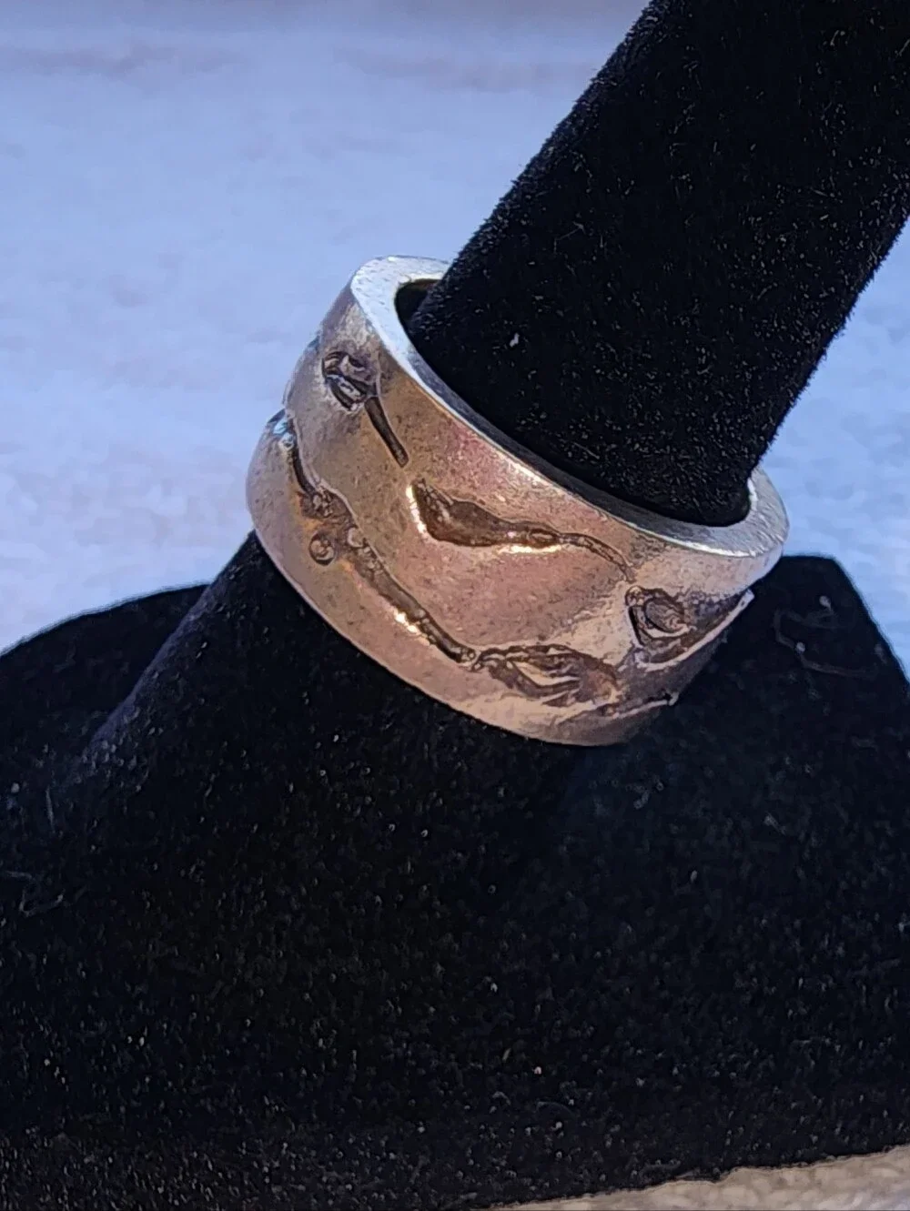 Sterling Silver Textured Band Ring - Rustic Design